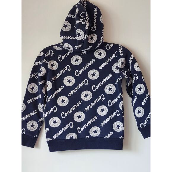 Converse Blue/Gray Star Logo All Over Skater Sweatshirt Hoodie Youth Sz 6 K0015 - Picture 2 of 5